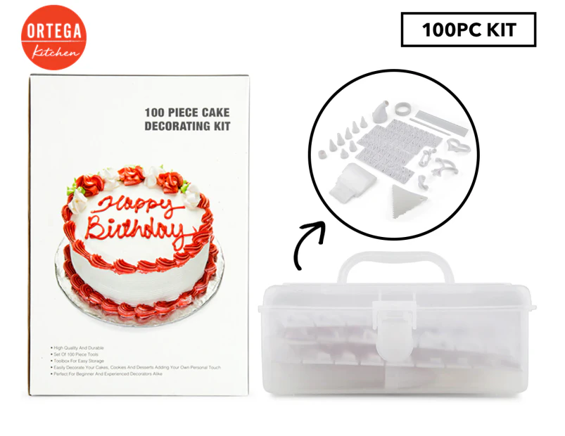 Ortega Kitchen 100-Piece Cake Decorating Kit - White