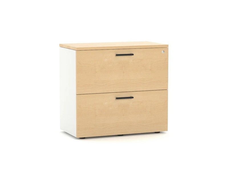Uniform - Small 2 Drawer Lateral Filing Cabinet Black Handle - maple