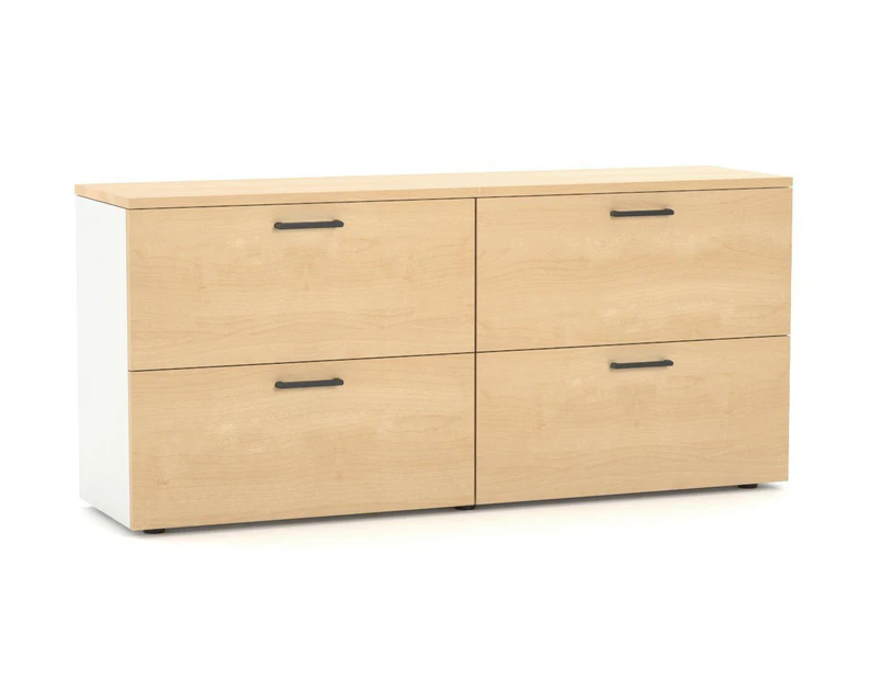 Uniform - Small  4 Drawer Lateral Filing Cabinet Black Handle - maple