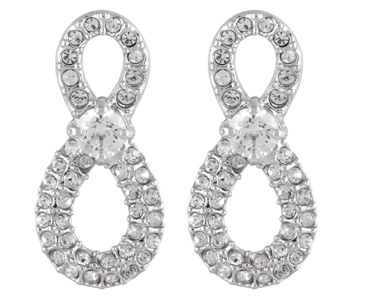 Swarovski Infinity Mini Earrings - Silver/White