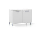 Executive Credenza Office Storage Cabinet Extra - 800mm [Silver] - White