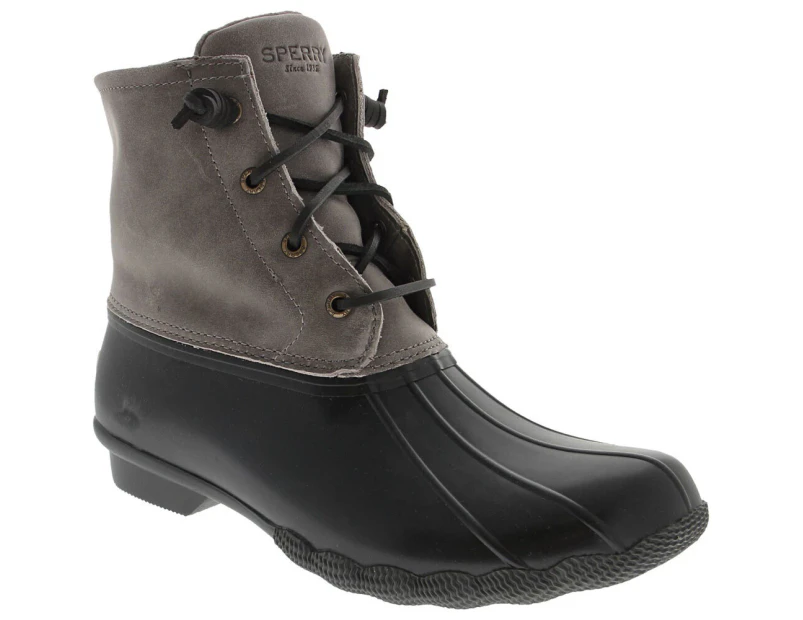 Sperry Womens Saltwater Core Leather Ankle Boots (Black/Grey) - FS7970