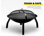 ATEM POWER 22" Fire Pit BBQ Grill Pits Outdoor Portable Fireplace Heater Garden Patio