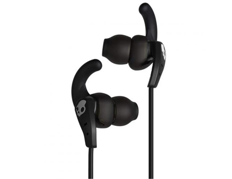 Skullcandy Set Sports Earbuds - BLACK/BLACK/WHITE - Sweat-resistant with in-line mic & controls + FitFin gels - 2 Year Warranty