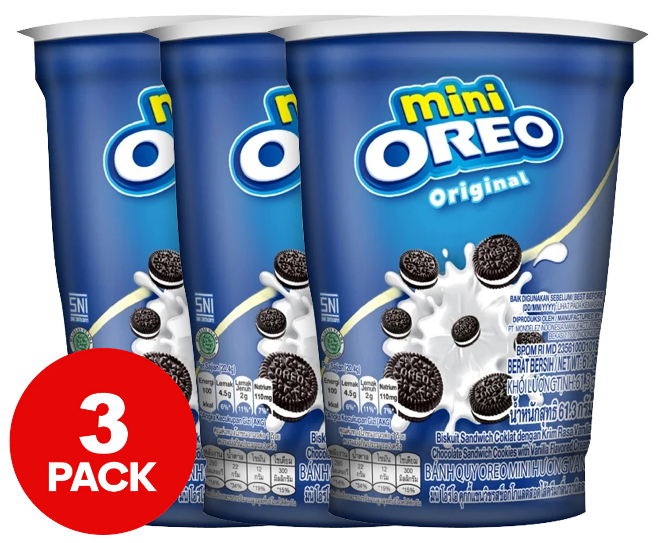 3 x Oreo Mini Tub Original 61.3g