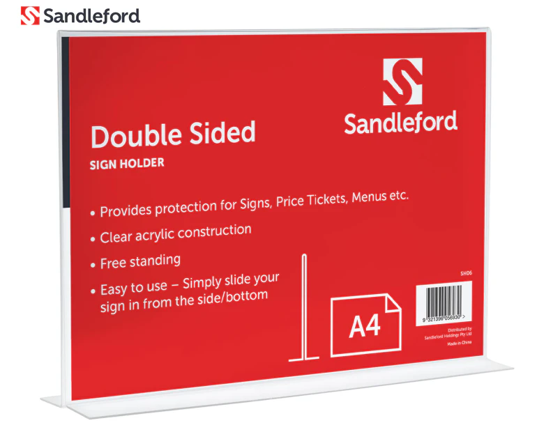 Sandleford A4 Double-Sided Landscape Sign Holder