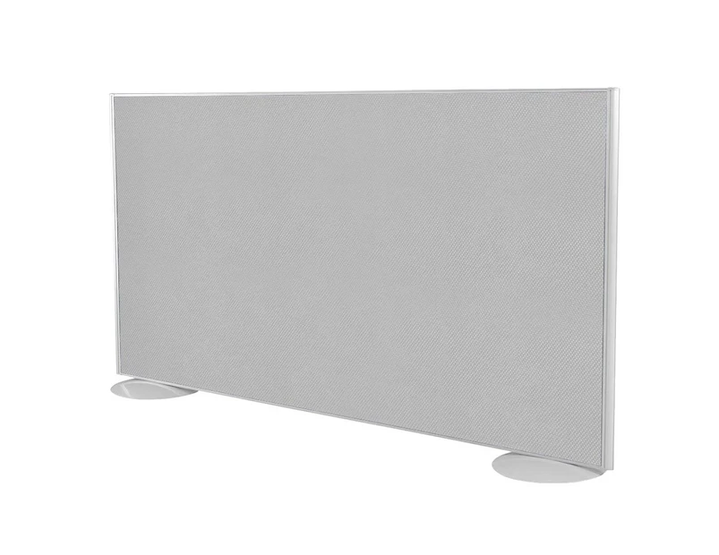 Freestanding Office Partition Screen Fabric White Frame [1200H x 1800W] - city fabric, pair of domed feet