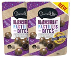 2 x Darrell Lea Blackcurrant Pastilles Bites 150g