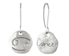 Short Story Star Sign Cancer Drop Earrings - Silver