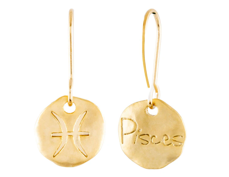 Short Story Star Sign Pisces Drop Earrings - Gold