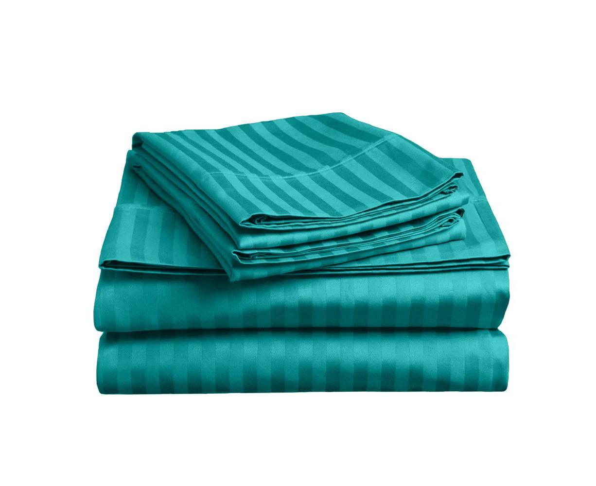 Soft Stripe Microfibre Sheet Set - Teal / King