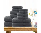 Softouch Light Weight Soft Premium Cotton Bath Towel Set 7/14 Pcs - 14 Piece / Charcoal