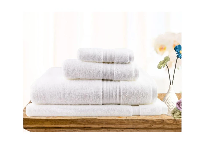 Softouch 4 Pcs Ultra Light Quick Dry Premium Cotton Bath Towel Set 500gsm White
