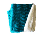 Home Fashion Plush Fleece Sherpa Backed Reversible Throw Blanket - Teal