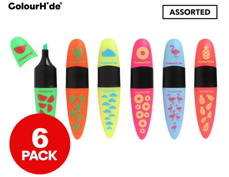 ColourHide Quirky Designs Highlight Markers 6-Pack - Assorted