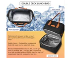 LOKASS Double Deck Lunch Bag Insulated Lunch Box-Black