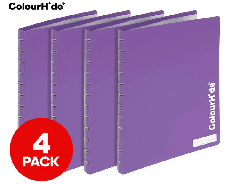 4 x ColourHide A4 Refillable Sheet Document Display Book 4-Pack - Purple
