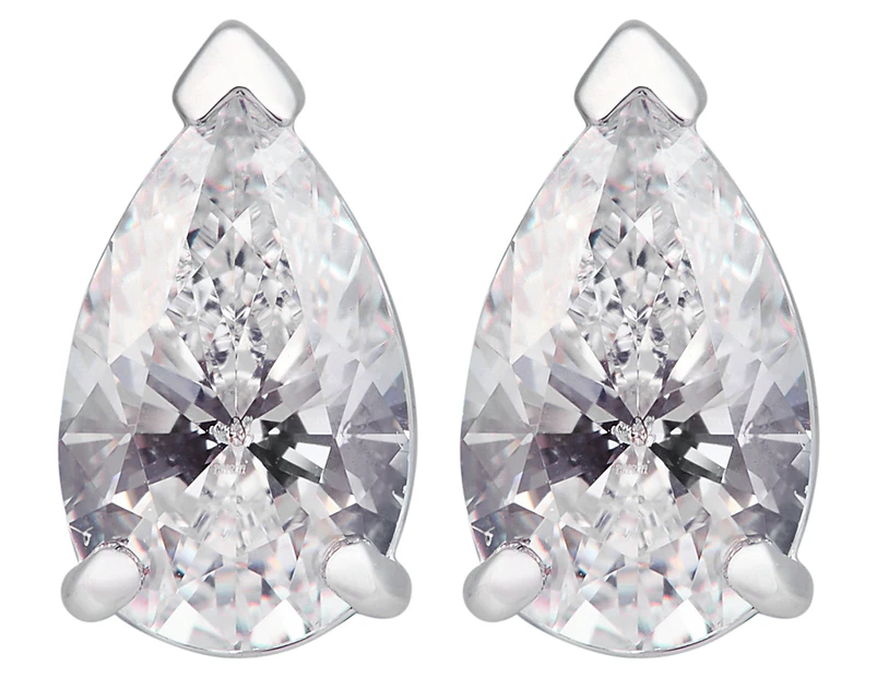 Swarovski Attract Pear Stud Earrings - White/Rhodium Plated
