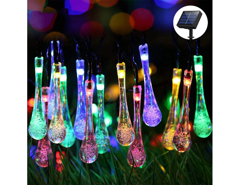 10m 100LED Water Drop Solar String Light Indoor and Outdoor Garden Decoration Light Bubbles String Light LED Fairy Lights - Multicolor