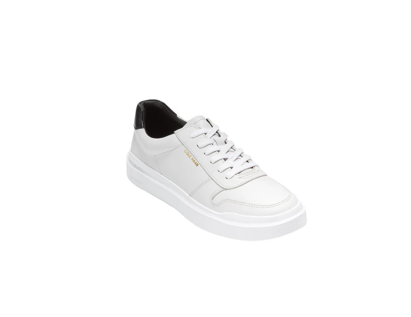 Cole Haan Womens Lace Leather Trainers (Optic White/Black) - FS7756