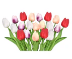 20Pcs or 40Pcs Artificial Tulip Flower Bouquet Home Decoration Photography Prop - White+Orange+Gradient Purple+Gradient Pink