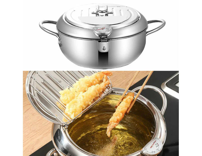Stainless Steel Deep Fryer Pot with Temperature Control Kitchen Tool Kitchenware