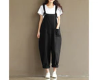 MasBekTe Women's Loose Jumpsuit Trousers Dungarees Overalls Romper Playsuit - Black