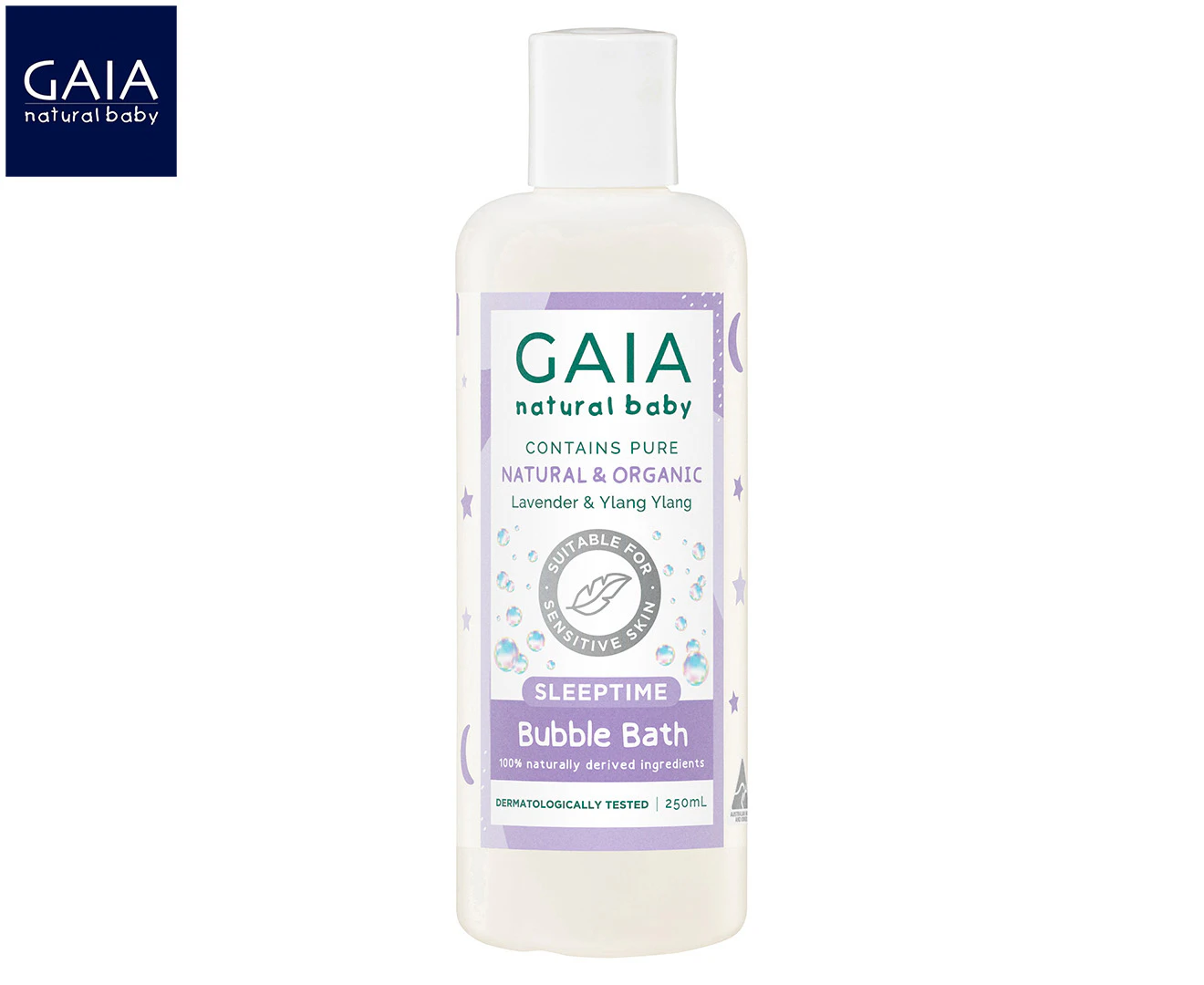 Gaia Bubble Bath Sleeptime 250ml Baby/Kids 6m+ Sensitive Skin Organic/Natural