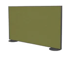 Freestanding Office Partition Screen Fabric Black Frame [1200H x 1800W] - green moss, pair of domed feet black
