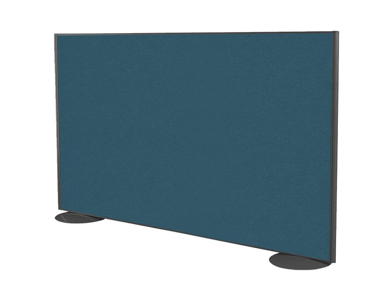 Freestanding Office Partition Screen Fabric Black Frame [1200H x 1800W] - deep blue, pair of domed feet black