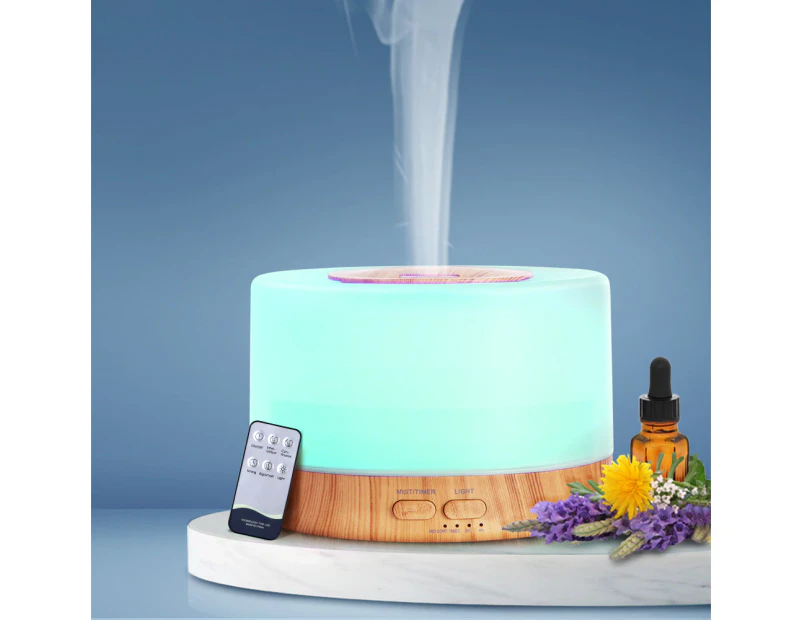 Aroma Diffuser Aromatherapy Diffuser Air Humidifier Ultrasonic Humidifier Essential 500ml Remote Control - Light Wood