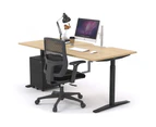 Stand Up - Manual Height Adj Desk Black Frame [1800L x 800W with Cable Scallop] - maple, none
