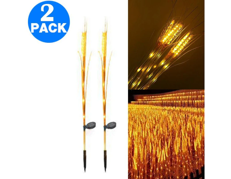9LED Outdoor Solar Powered Light Simulation Wheat Lamp One Mode Garden Detection Lamp - 2 Pack