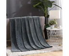 Winter Warm Chunky Fleece Ribbed Throw Luxurious Bedding Blanket for Sofa Couch Bed Dark Grey