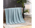 Winter Warm Chunky Fleece Ribbed Throw Luxurious Bedding Blanket for Sofa Couch Bed Light Blue