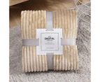 Winter Warm Chunky Fleece Ribbed Throw Luxurious Bedding Blanket for Sofa Couch Bed Khaki