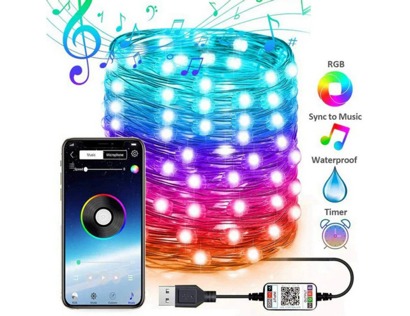 APP Control Bluetooth LED RGB Color Changing Fairy String Light Christmas Decorations Lights