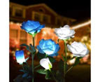 3LED 3Heads Solar Powered Garden Decorations Lights Simulation Rose Flower Decoration Lamp for Backyard Garden - White