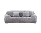 Home Fleeced Sofa Cover Polyester Couch Slipcover Home Decoration for 4 Seats Sofa - Light Grey