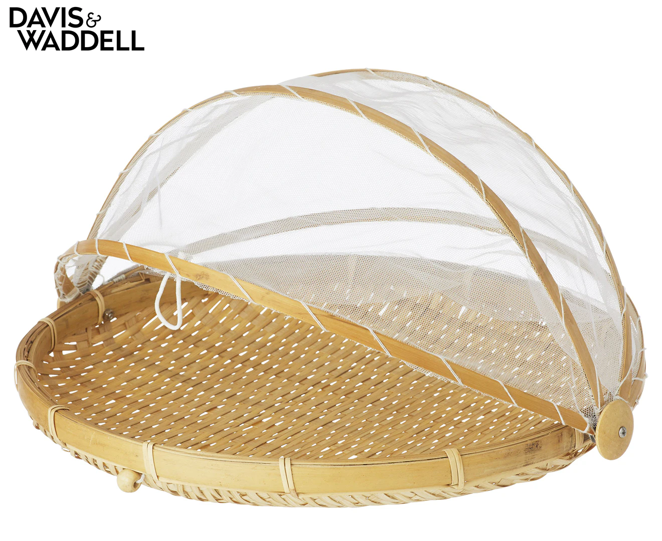 Davis & Waddell 37cm Collapsible Mesh Food Cover w/ Bamboo Tray