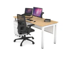 Quadro Square Leg Office Desk - White Leg [1400L x 700W] - maple, white modesty