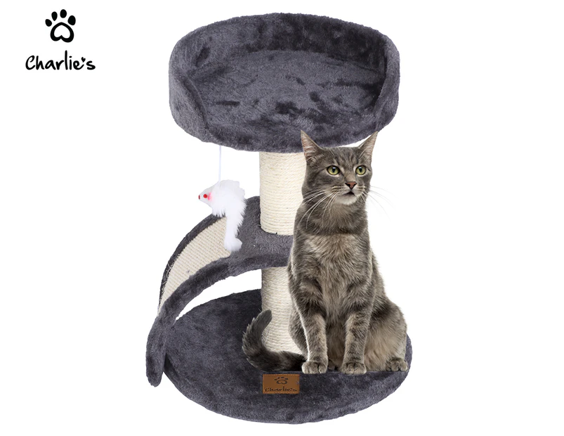 Charlie's 45cm Cat Tree w/ Scratching Slope - Charcoal