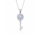 Duohan s925 Sterling Silver Necklace Key Pendant, Women's Set with Diamond Silver Jewelry 1