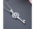 Duohan s925 Sterling Silver Necklace Key Pendant, Women's Set with Diamond Silver Jewelry 2