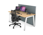 Horizon Quadro A Leg Office Desk - White Leg [1200L x 800W with Cable Scallop] - maple, cool grey (1200H x 1200W)