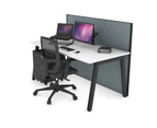 Horizon Quadro A Leg Office Desk - Black Leg [1800L x 800W with Cable Scallop] - white, cool grey (1200H x 1800W)