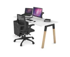 Quadro A Leg Office Desk - Wood Leg Black Cross Beam [1800L x 700W] - white, none