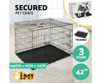 i.Pet 42" Dog Cage Pet Crate Puppy Cat Foldable Metal Kennel Portable 3 Doors XL