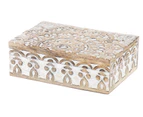 Amalfi Charu Decorative Box Hand Carved Trinket Box Jewellery Holder Storage Home Decor - White Wash
