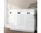 Artiss 120cm Shoe Cabinet Shoes Storage Rack High Gloss Cupboard White Drawers